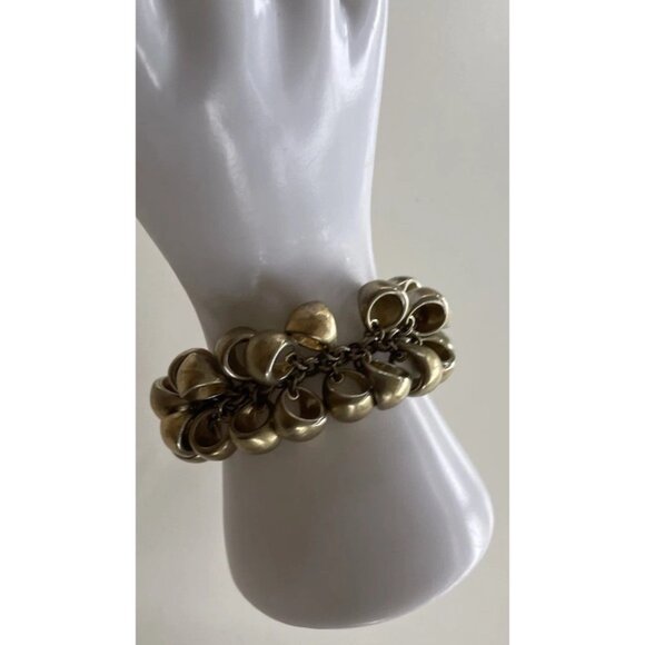 Vintage Lia Sophia Bracelet CHA CHA CHA Chunky Brushed Gold Tone Links Sz 7” - Picture 3 of 14